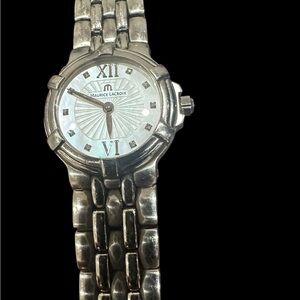 Stunning Maurice Lacroix Silver Roman Numeral Watch. Mother of pearl. Diamonds.